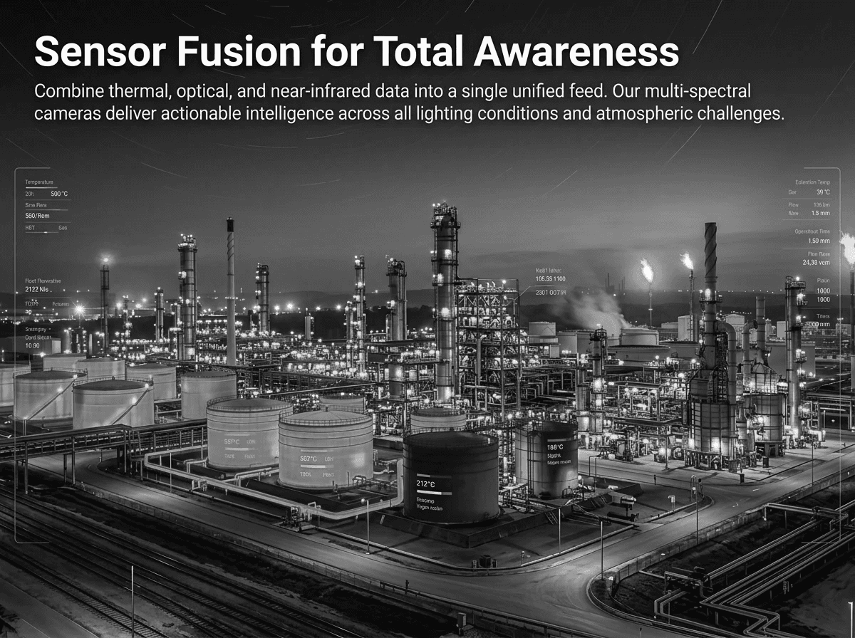 Multi-spectral sensor fusion combining thermal, optical and near-infrared feeds